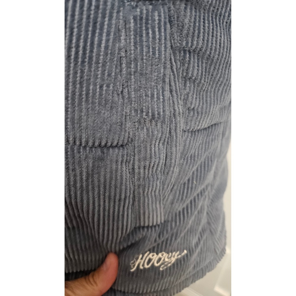 Cottagecore Womens Hooey Blue Corduroy Floral Fleece Hooded Puffer Vest Size M - Picture 9 of 10